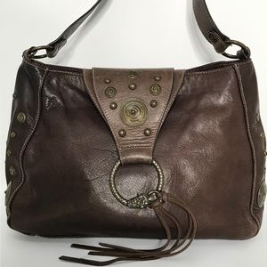 Kate Landry Brown Studded Shoulder Bag Purse